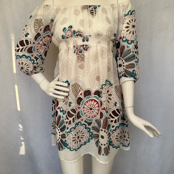 Sheer Off The Shoulder Babydoll Dress - Picture 4 of 5